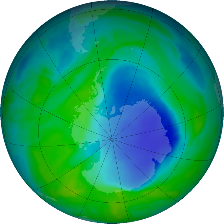 Antarctic ozone map for 05 December 2008